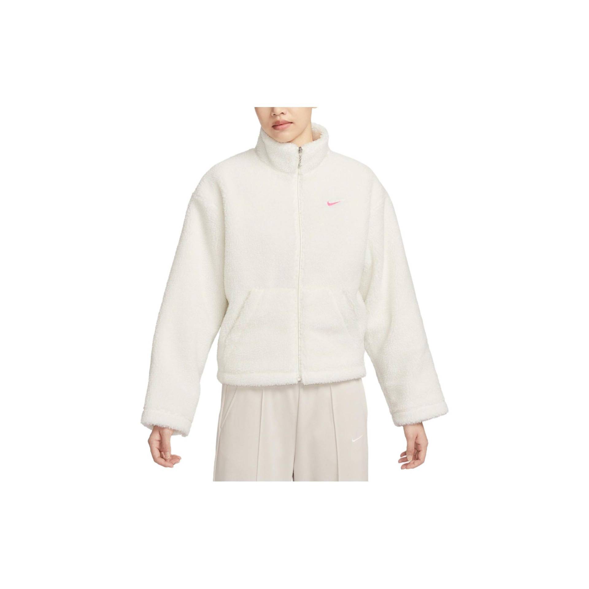 Nike Einfarbig Stehkragen Reißverschluss Lässig Locker Dicke Fleecejacke Damen Jacken Sail-White FV4009-133 M von Joom DACH