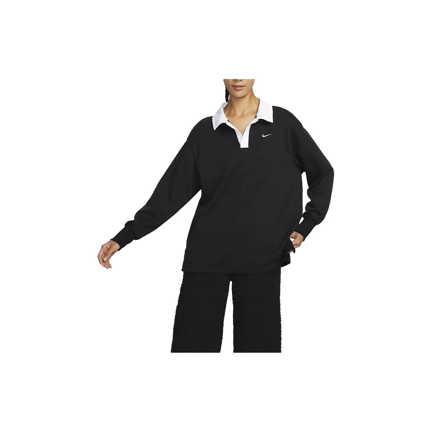 Nike Sportswear Essential Color Block Print Training Casual Lockerer Schnitt Leichtes Umlegekragen Langarm Überschnittene Schultern T-Shirt Damen Tops FB8721-010 M von Joom DACH