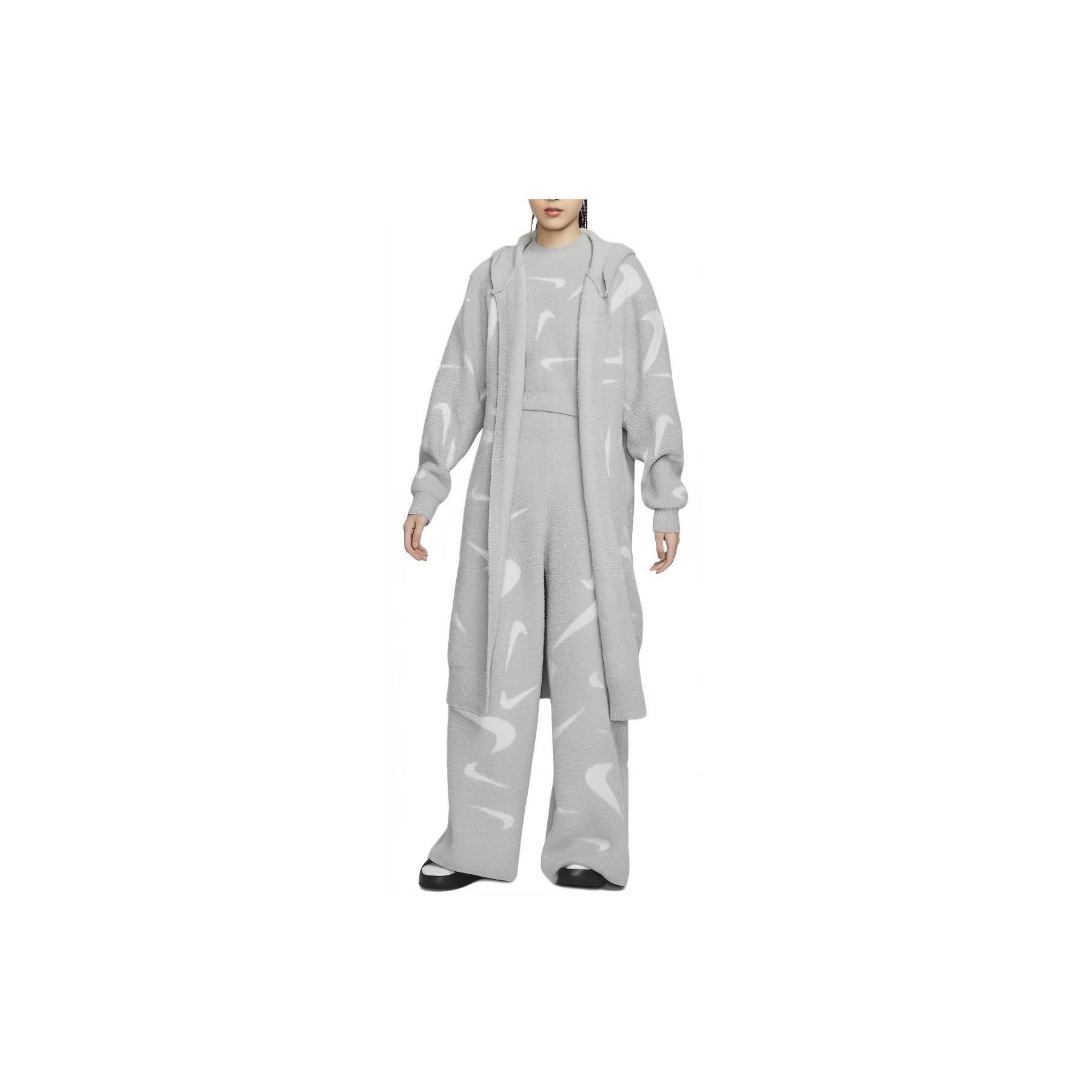 Nike Sportswear Phoenix Cozy Allover-Print Lockerer Langer Strick-Hoodie Damen Tops Light-Smoke-Grey FD4283-077 S von Joom DACH