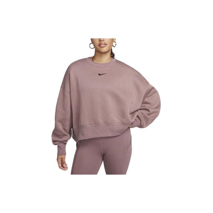 Nike Sportswear Phoenix Fleece Solid Logo Locker geschnittenes Sweatshirt mit Rundhalsausschnitt Damen Oberteile Rauchiges Mauve DQ5761-208 M von Joom DACH