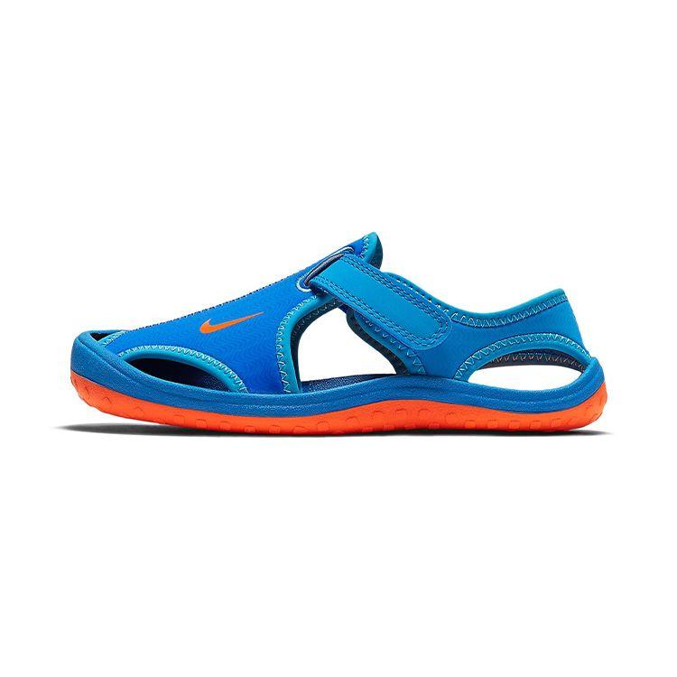 Nike Sunray Protect 2 Flache Zehenschuhe Bequeme Kindersandalen Kindersandalen Blau Orange 344926-418 32 von Joom DACH