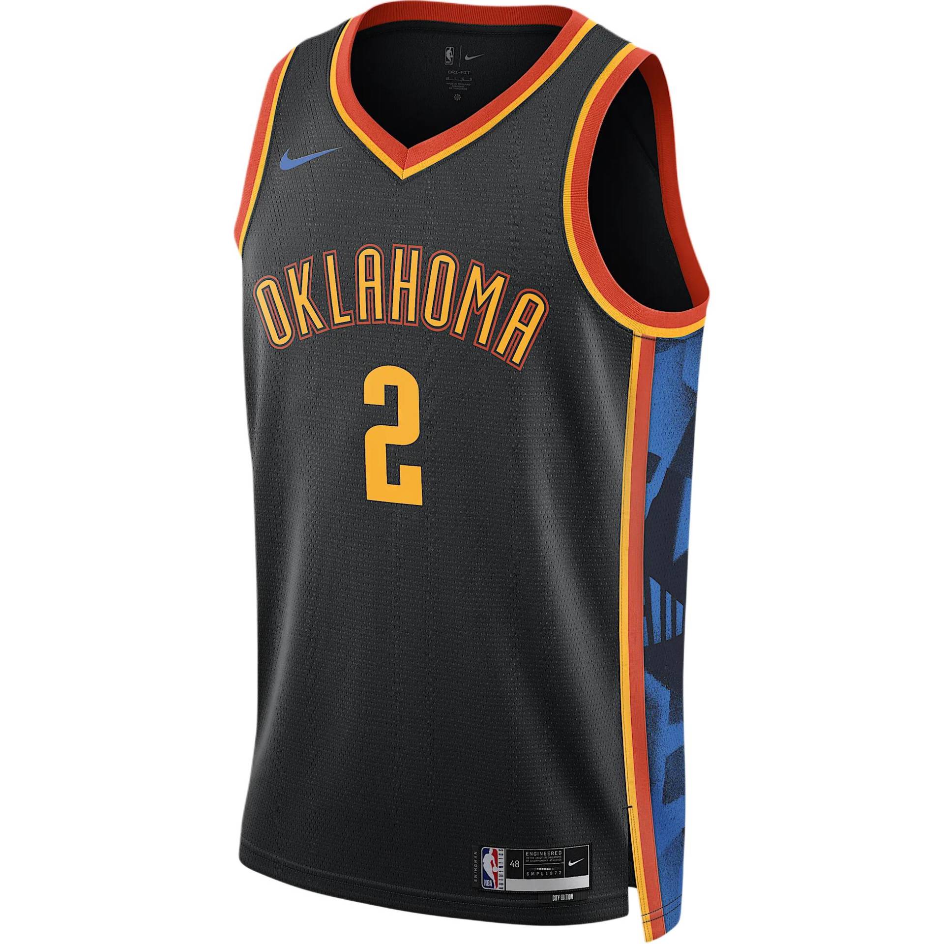 Nike X NBA Dri-Fit Oklahoma City Thunder City Edition Shai Gilgeous-Alexander Logo Schnelltrocknend Lässiges Basketballtrikot Herren Trikot Schwarz FQ4353-010 L von Joom DACH