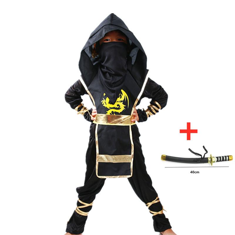 Ninja-Deluxe-Kostüm für Jungen für Kinder mit Waffenzubehör, Kung-Fu-Outfit für Kinder, Halloween-Ideen, Geschenke mit Bajonettspielzeug M(110-120CM)&Anime movies von Joom DACH
