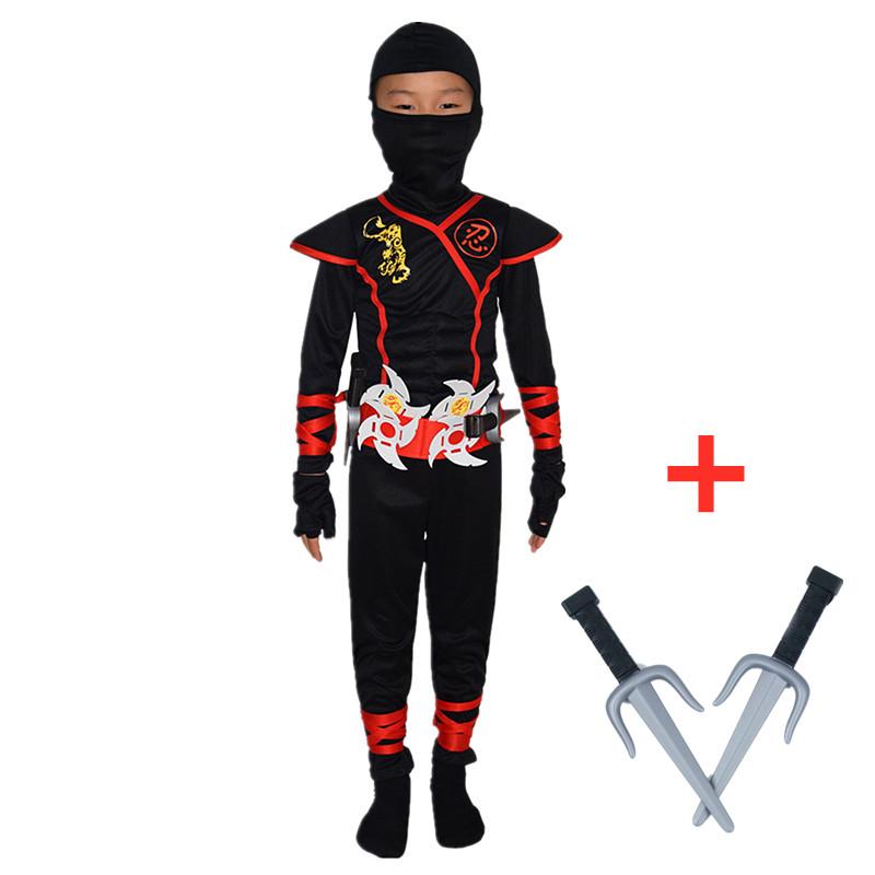 Ninja-Deluxe-Kostüm für Jungen für Kinder mit Waffenzubehör, Kung-Fu-Outfit für Kinder, Halloween-Ideen, Geschenke mit Bajonettspielzeug M(110-120CM)&Anime movies von Joom DACH