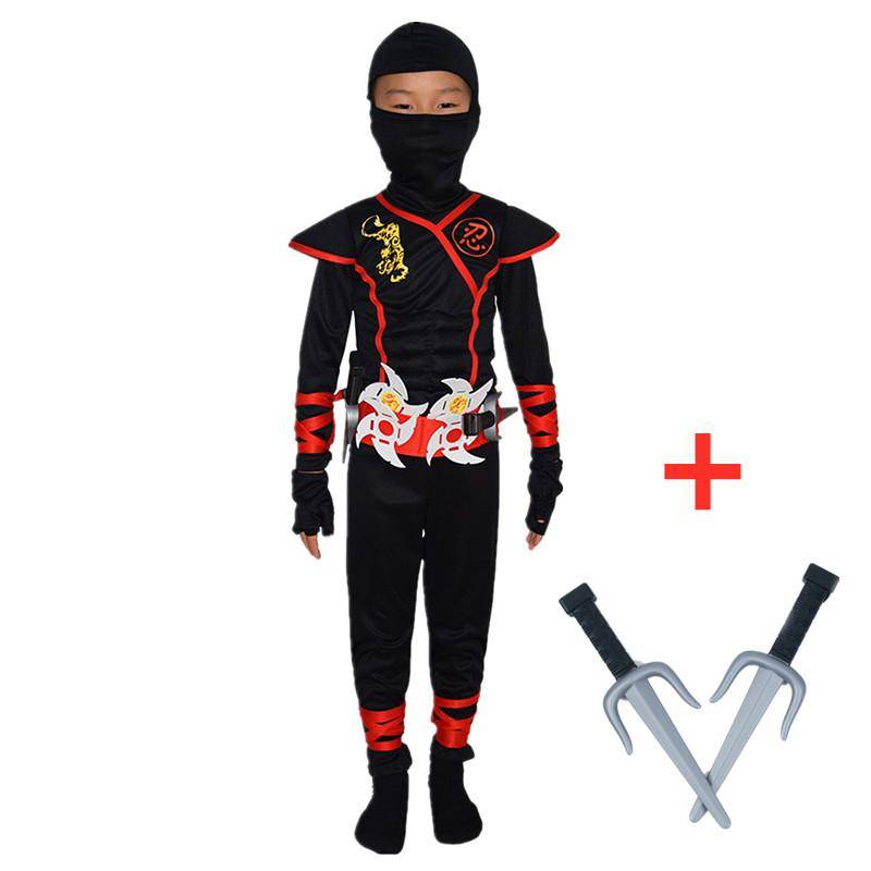 Ninja-Deluxe-Kostüm für Jungen für Kinder mit Waffenzubehör, Kung-Fu-Outfit für Kinder, Halloween-Ideen, Geschenke mit Bajonettspielzeug M(110-120CM)&Anime movies von Joom DACH