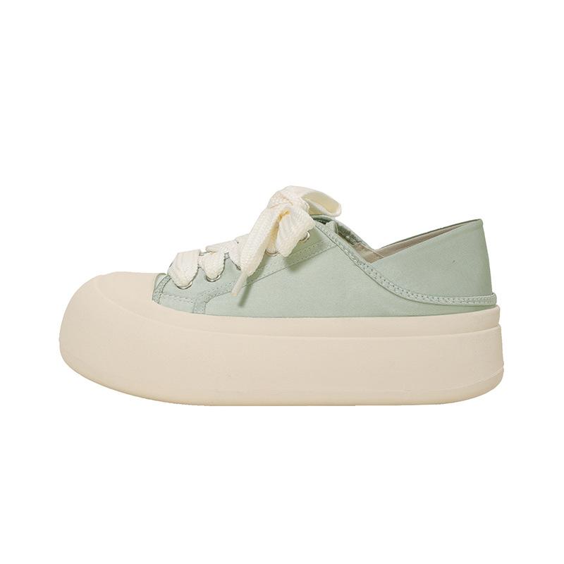 Nische Hässlich und Niedlich Großer Kopf Brotschuhe Damen Unsichtbare Höhenerhöhende Einlegesohle Satin Freizeitschuhe Damen Preppy-Stil Weiße Schuhe Damen 40 von Joom DACH