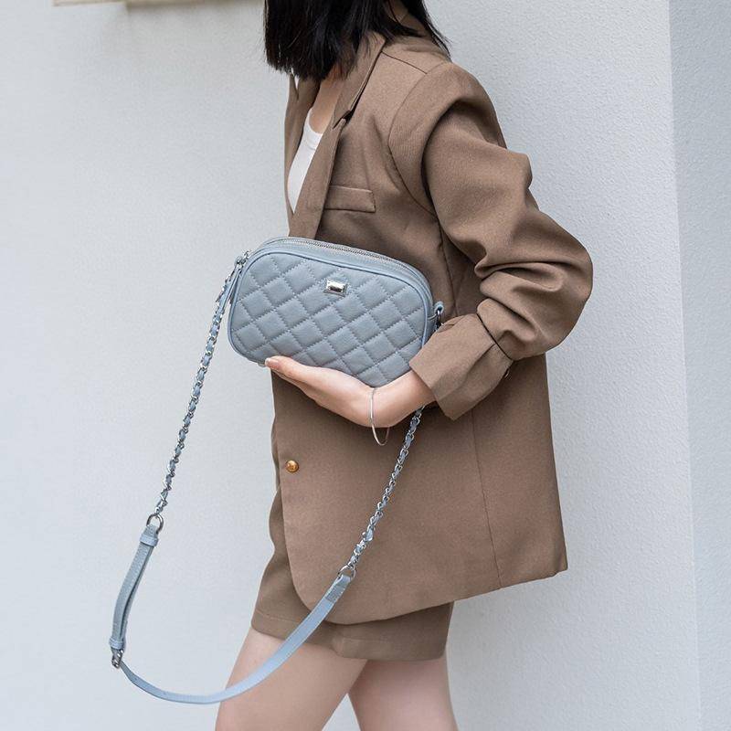 Nische Textur Tasche Damentasche Sommer All Match Kleine Tasche Mode Diamantrahmen Kameratasche Damen Umhängetasche Schultertasche 21.5*14*7CM von Joom DACH