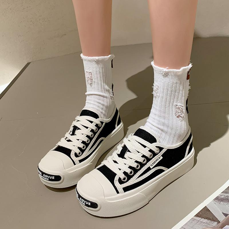 Nische hässliche süße Segeltuchschuhe Frauen Frühling koreanische Version des neuen lässigen All-Match Open Smile Student Sportschuhe Trend 40 von Joom DACH