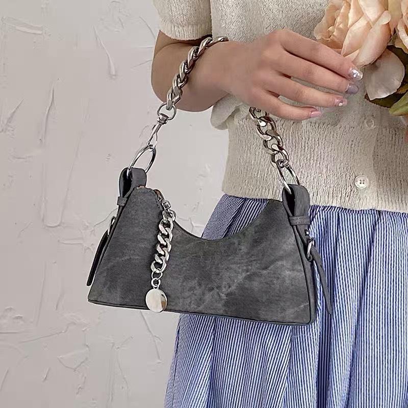 Nischen-Ketten-Jeans-Achseltasche Damen Französische Halbmond-Tasche Alles-in-einem Umhängetasche von Joom DACH