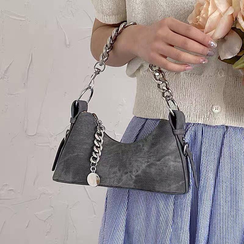 Nischen-Ketten-Jeans-Achseltasche Damen Französische Halbmond-Tasche Alles-in-einem Umhängetasche von Joom DACH