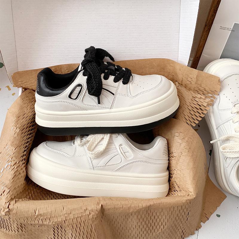 Nischen-Retro-Beige-Sneakers Damen Preppy-Stil Allround-Plateau-Plateauschuhe Lässige weiße Schuhe 40 von Joom DACH