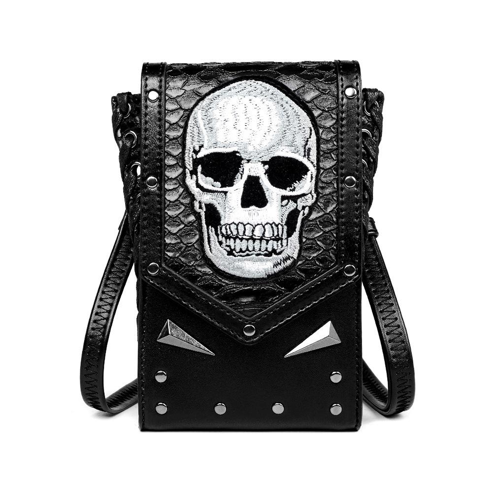 Nischen-Umhängetasche für Damen, Eine Outdoor-Totenkopf-Motorradtasche und Eine Handytasche schwarz von Joom DACH
