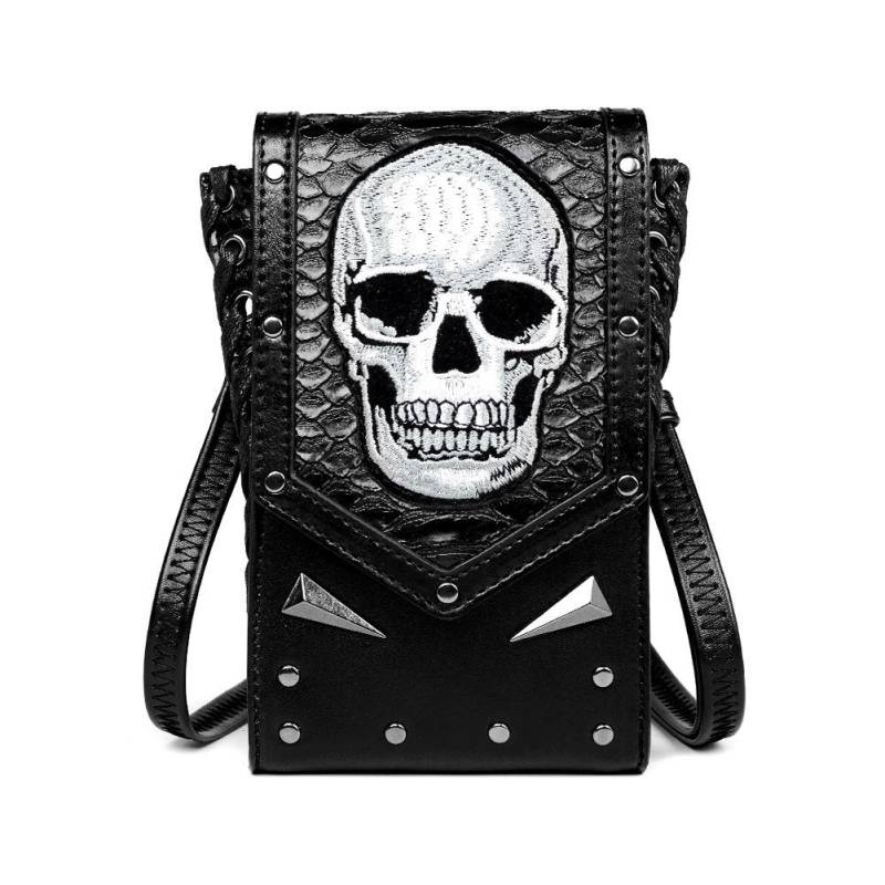 Nischen-Umhängetasche für Damen, Eine Outdoor-Totenkopf-Motorradtasche und Eine Handytasche schwarz von Joom DACH