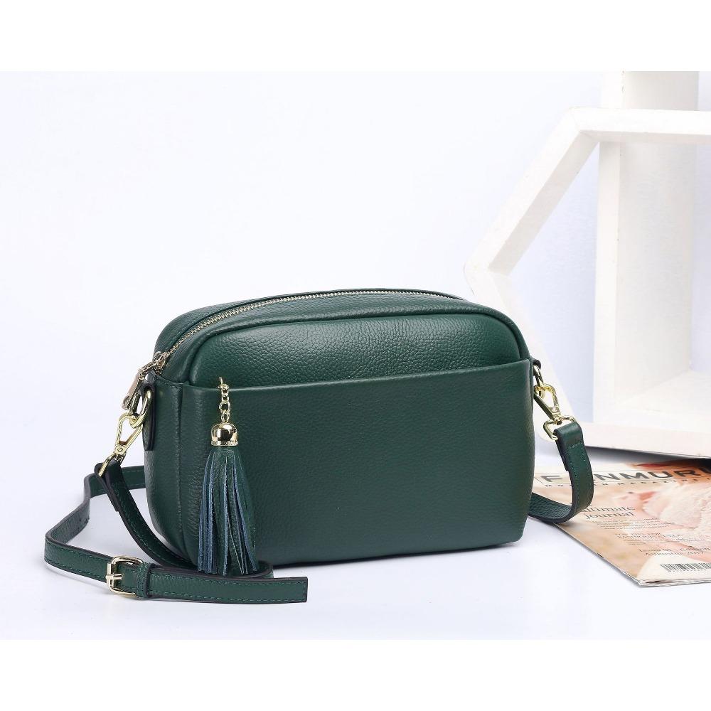 Nischendesign Damen Tasche Rindsleder Neu Schulter Umhängetasche Leder Damen Quadratische Tasche Handtasche Weiches Leder 100 Einfach dunkelgrüne von Joom DACH
