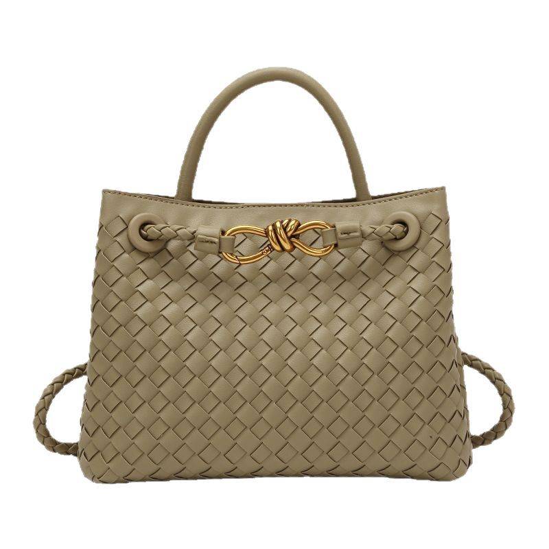 Nischendesign Neue Metallseil-Schnalle Geflochtene Tragetasche Schultertasche Tragbar Messenger Retro Allround Einfache Damentasche 25cm*9cm*19cm grün von Joom DACH