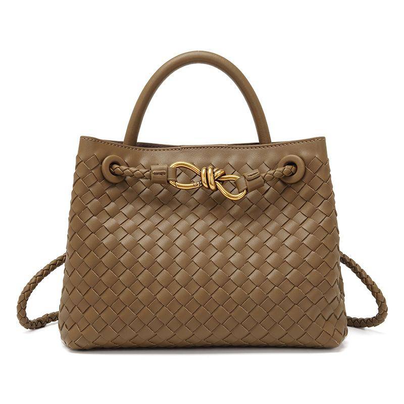 Nischendesign Neue Metallseil-Schnalle Geflochtene Tragetasche Schultertasche Tragbar Messenger Retro Allround Einfache Damentasche 25cm*9cm*19cm hellbraun von Joom DACH