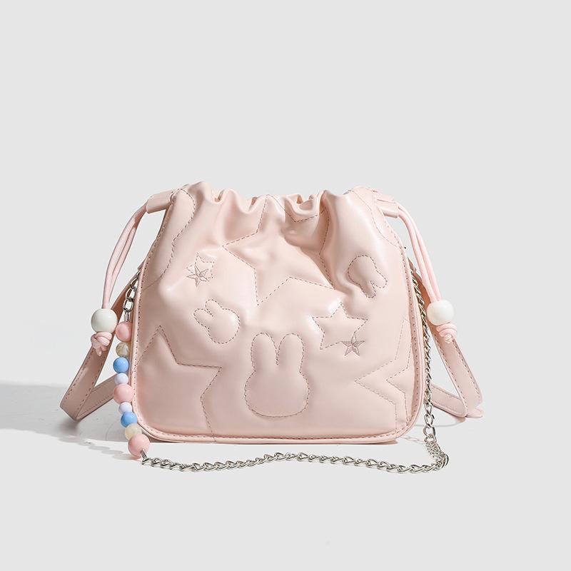 Nischendesign Niedliches Kaninchen Perlenkette Kleine Tasche Ein-Schulter Umhängetasche Mädchen Achseltasche von Joom DACH
