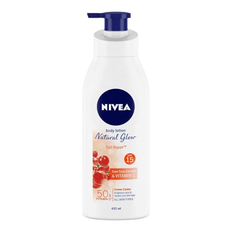 Nivea Natural Glow Bodylotion LSF 15 Mit Vitamin C 400ml Für Männer & Frauen – Nicht fettende kühlende Feuchtigkeitspflege für glatte strahlende Haut von Joom DACH