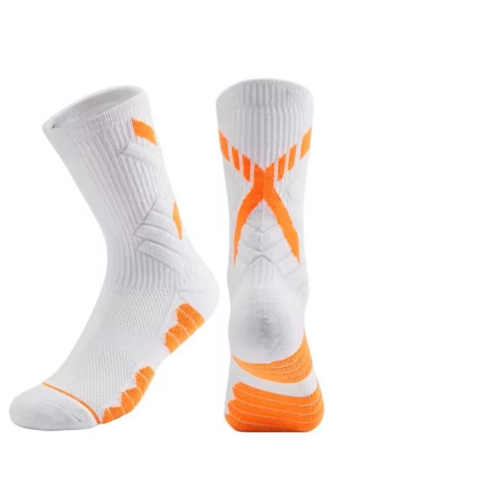 Rutschfeste Basketballsocken Mittelhohe Socken Laufstrümpfe Hohe Qualität Sportsocken Männer orange von Joom DACH