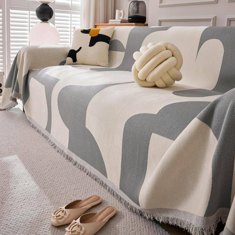 Nordic Chenille Sofa Überwurf Decken Outdoor Camping Picknick Große Decke Freizeit Strand Handtuch Weiß Reise Teppich Quasten Leinen Hause 180x260cm von Joom DACH