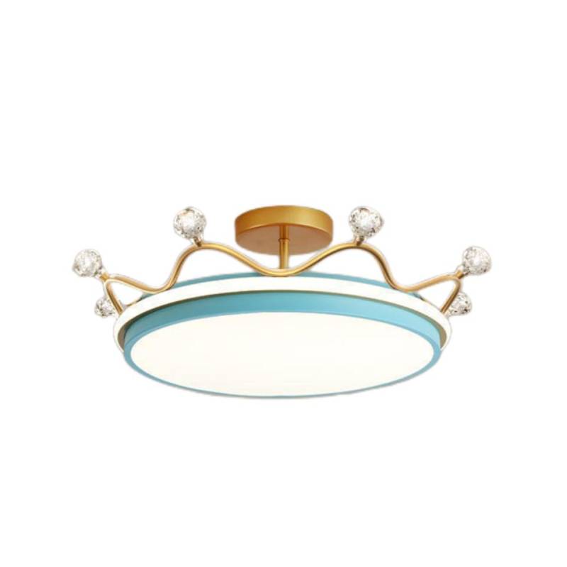 Nordic Crown Schlafzimmer Deckenleuchte kreative warme moderne Licht Luxus zweite Schlafzimmer Prinzessin Mädchen Kinderzimmer Kronleuchter 3 color dimming blau von Joom DACH