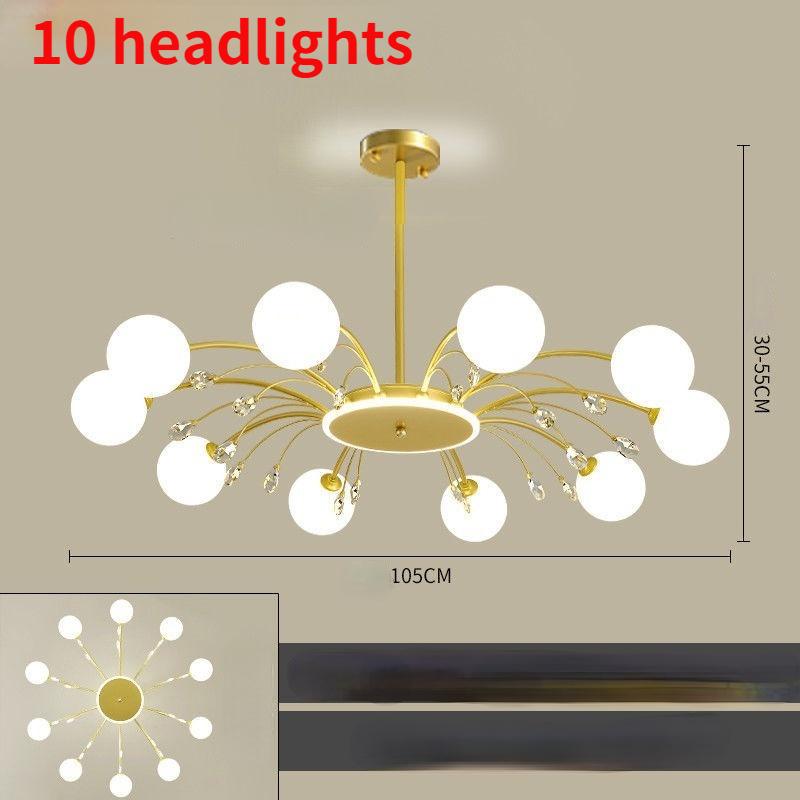 Nordic LED Kronleuchter Innen Glas Wohnzimmer Esszimmer Schlafzimmer Beleuchtung Moderne Hängende Decke Kupfer Lampe 10 headlights gold von Joom DACH
