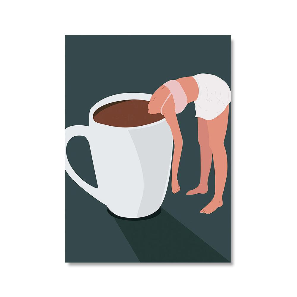 Nordic Poster Frau Lesen Buch Kaffee Abstrakte Wand Kunstdruck Leinwand Malerei Dekor Katze Wäsche Kunst Bilder Für Wohnzimmer 30*40cm von Joom DACH