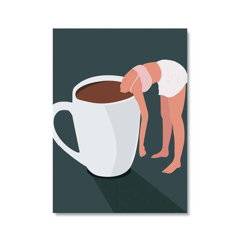 Nordic Poster Frau Lesen Buch Kaffee Abstrakte Wand Kunstdruck Leinwand Malerei Dekor Katze Wäsche Kunst Bilder Für Wohnzimmer 30*40cm von Joom DACH