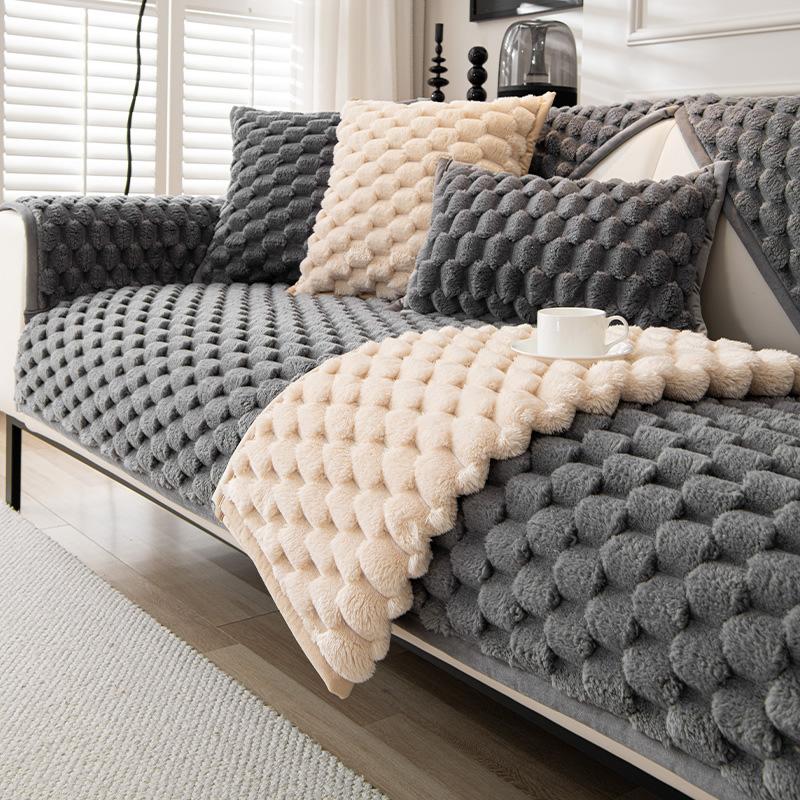 Nordic Sofa Abdeckung Schildkröte Zurück Plüsch Plaid Nicht-Slip Verdickt Schutzhülle Wohnzimmer Keks Form Sofa Kissen Armlehne Zurück handtuch 110x240cm 1pcs von Joom DACH