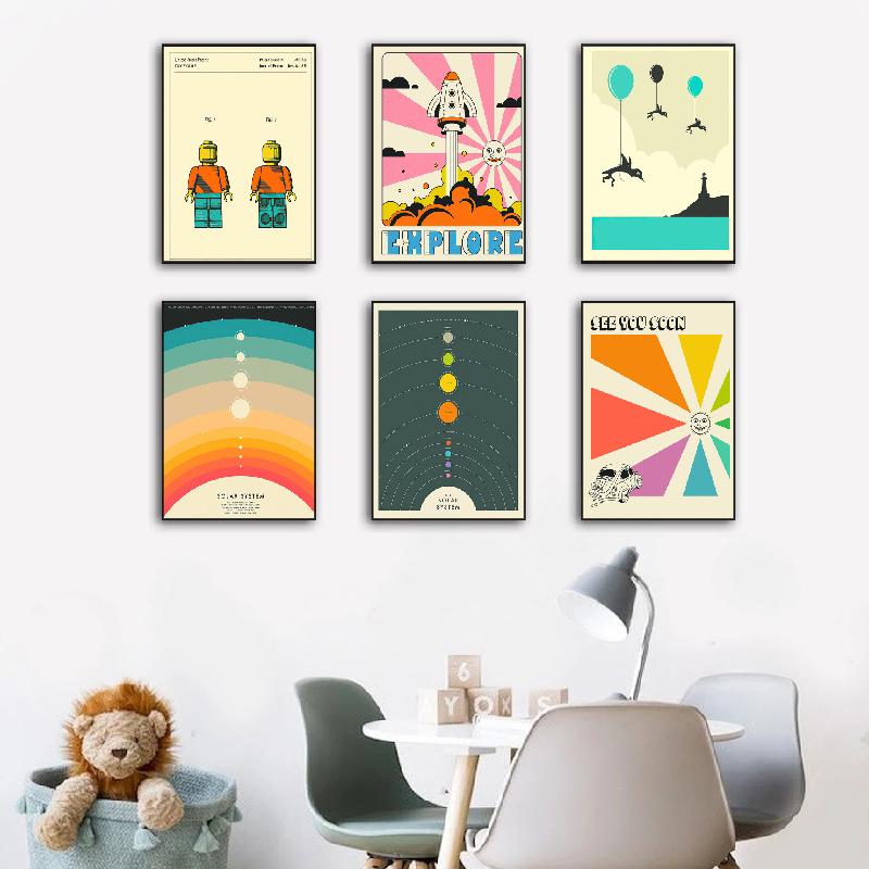 Nordic Solar System Space Shuttle Astronaut Spielzeug Wand Kunst Leinwand Malerei Poster Und Drucke Wand Bilder Für Wohnzimmer Dekor 21X30cm No Frame von Joom DACH