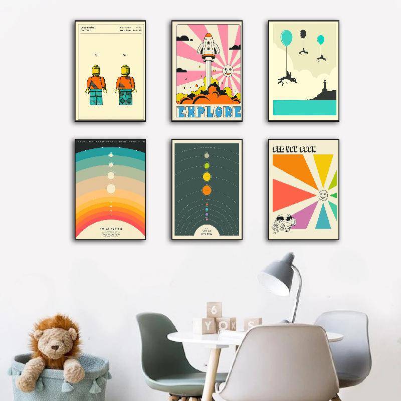 Nordic Solar System Space Shuttle Astronaut Spielzeug Wand Kunst Leinwand Malerei Poster Und Drucke Wand Bilder Für Wohnzimmer Dekor 21X30cm No Frame von Joom DACH