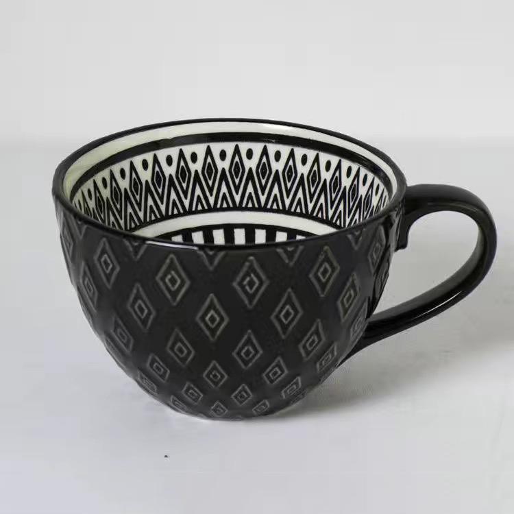 Nordic Stil Relief Textur Tasse Keramik Becher Wasser Tasse Milch Tasse Kaffee Tasse Große Kapazität von Joom DACH