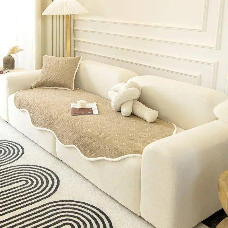 Nordic Unregelmäßig Geformte Sofa Matte Vier Jahreszeiten Universal Sofa Handtuch Einfarbig Dicke Couch Abdeckung für Wohnzimmer Sofa Dekor 60x60cm 1pc von Joom DACH