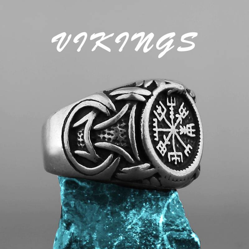 Nordic Viking Edelstahl Ring Anker Kompass Baum des Lebens Viking Rune Wolf Männer und Frauen Ring Schmuck Fabrik 13 von Joom DACH