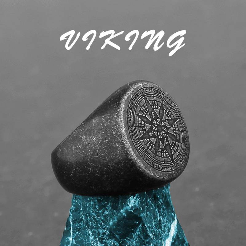 Nordic Viking Edelstahl Ring Anker Kompass Baum des Lebens Viking Rune Wolf Männer und Frauen Ring Schmuck Fabrik 9 von Joom DACH