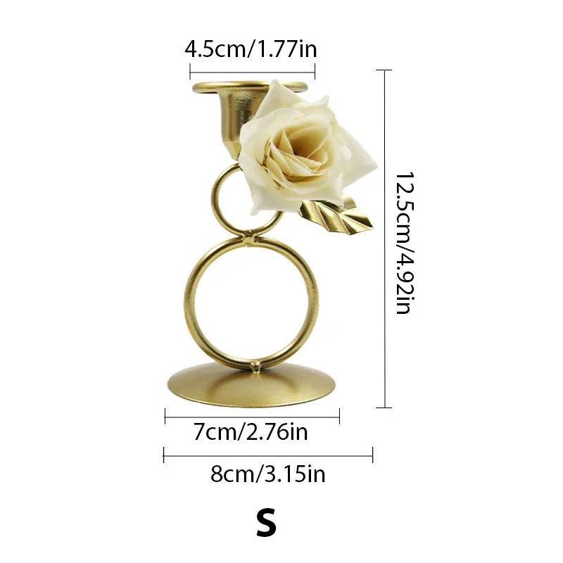 Nordische Rose Kerzenständer Metall Eisen Handwerk Hochzeit Kandelaber Blumen Ring Wachskerzenständer Esstisch Mittelstück Dekoration von Joom DACH