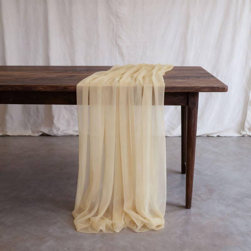 Nordischer Hochzeits-Voile-Tischläufer: Solide Chiffon-Krepp-Dekoration für Speisen und Partys 30x300 cm von Joom DACH