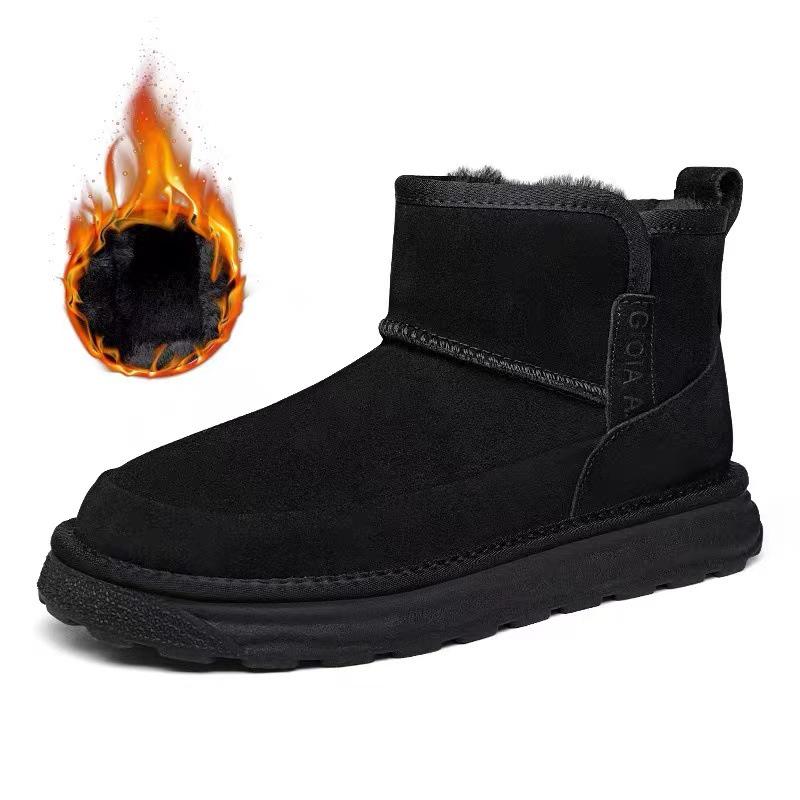 Northeast Herren Schneestiefel aus echtem Leder, Winter 2024, dickes Samtfutter, warme kurze Stiefel 43 von Joom DACH