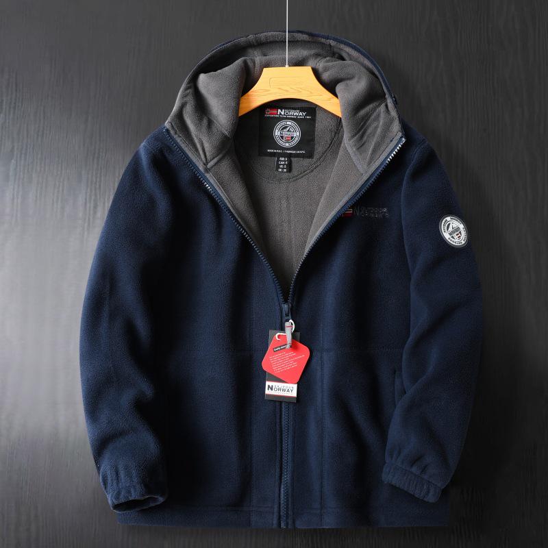 Norwegen Herren Doppel-Fleecejacke - Dickes, hochdichtes Futter für Herbst/Winter M 70-80kg navy blau von Joom DACH