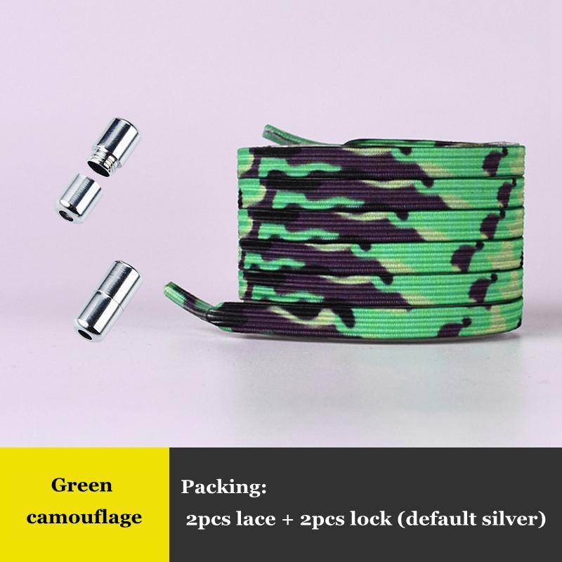 Nr. 8 Bunte Schnürsenkel ohne Binden, flache Schnürsenkel für Turnschuhe, elastische Schnürsenkel ohne Binden, für Kinder und Erwachsene, schnelle Schnürsenkel für Schuhe, Gummibänder Green camouflage von Joom DACH