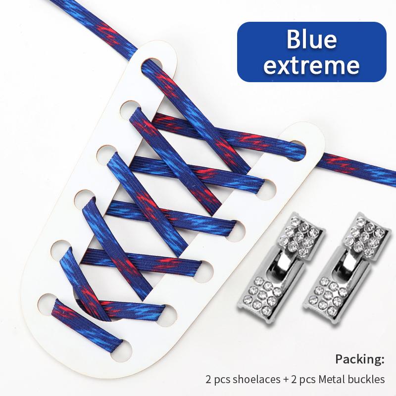 Nr. 8 Diamond Cross Locks Schnürsenkel ohne Krawatten Regenbogen elastische Schnürsenkel Sneakers Kinder Erwachsene ohne Krawatte Schnürsenkel 8 mm breite flache Schnürsenkel Blue extreme von Joom DACH