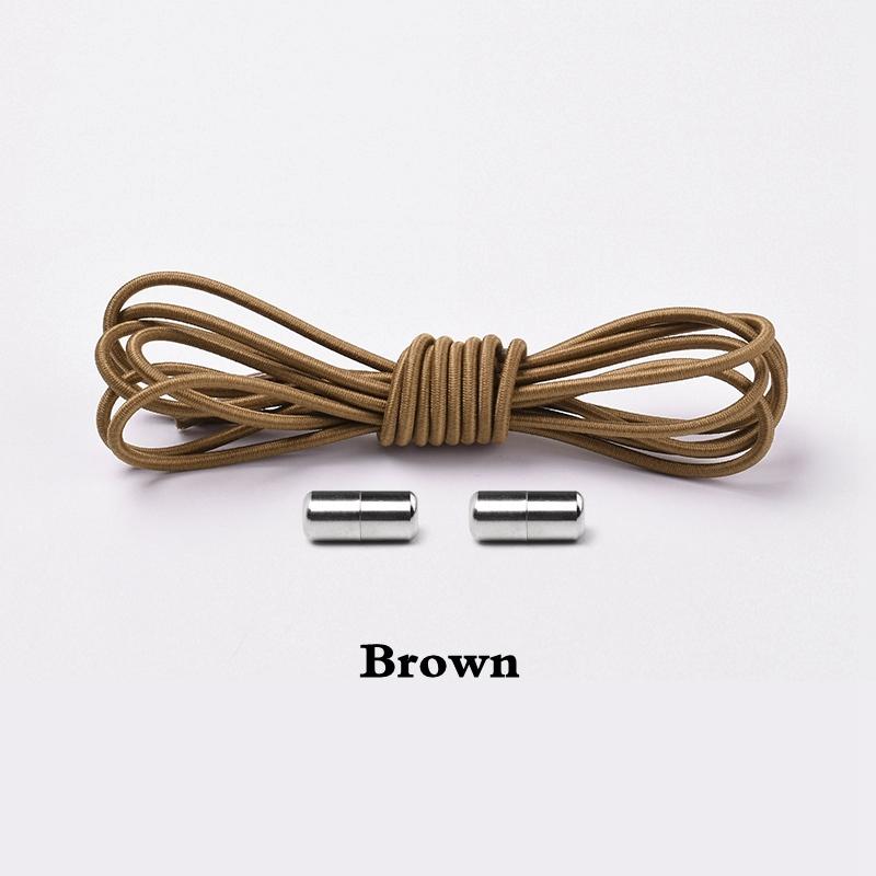 Nr. 8 elastische Schnürsenkel, rund, ohne Binden, Schnürsenkel, Sneakers, Schnürsenkel, für Kinder und Erwachsene, Gummi-elastische Schnürsenkel, Schloss, Einheitsgröße, passend für alle Schuhe braun von Joom DACH