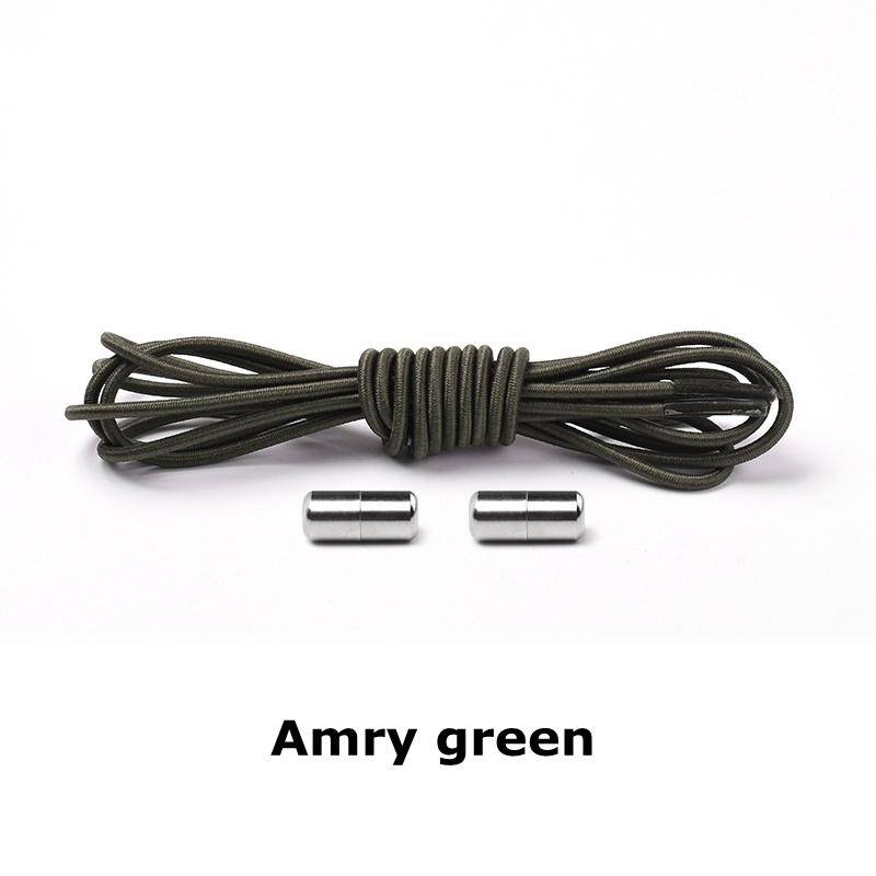 Nr. 8 elastische Schnürsenkel, rund, ohne Binden, Schnürsenkel, Sneakers, Schnürsenkel, für Kinder und Erwachsene, Gummi-elastische Schnürsenkel, Schloss, Einheitsgröße, passend für alle Schuhe armee grüne von Joom DACH