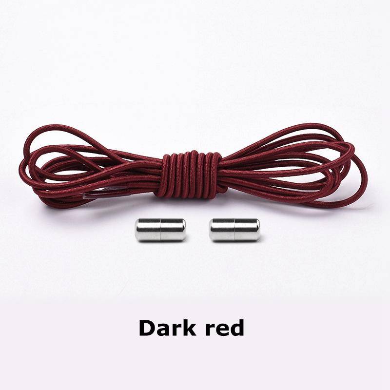 Nr. 8 elastische Schnürsenkel, rund, ohne Binden, Schnürsenkel, Sneakers, Schnürsenkel, für Kinder und Erwachsene, Gummi-elastische Schnürsenkel, Schloss, Einheitsgröße, passend für alle Schuhe dunkelrote von Joom DACH