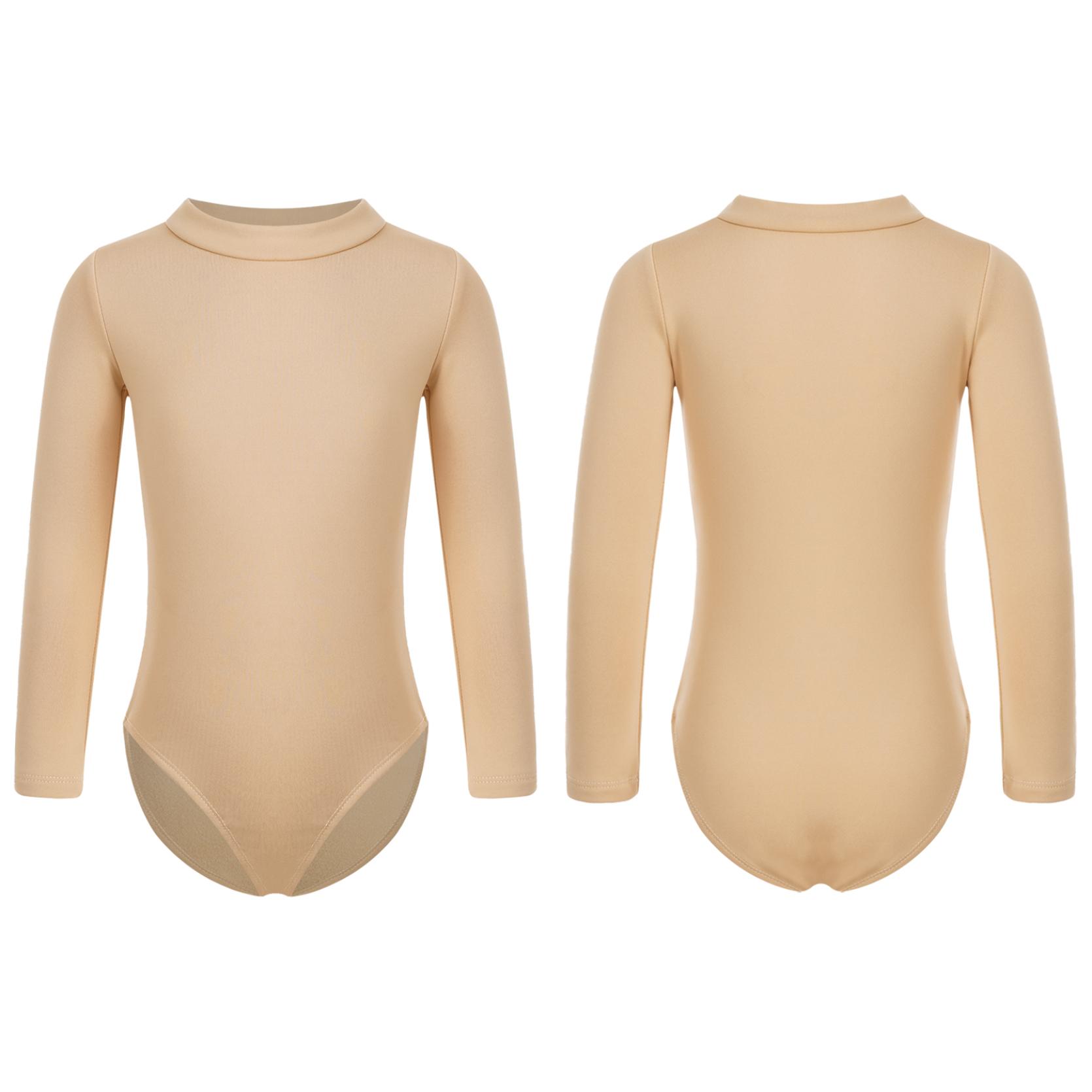 Nude Kinder Mädchen Fleece Langarm Trikot Einfarbig Body Gymnastik Ballett Tanz Training Kostüm 10-11 Years nude von Joom DACH