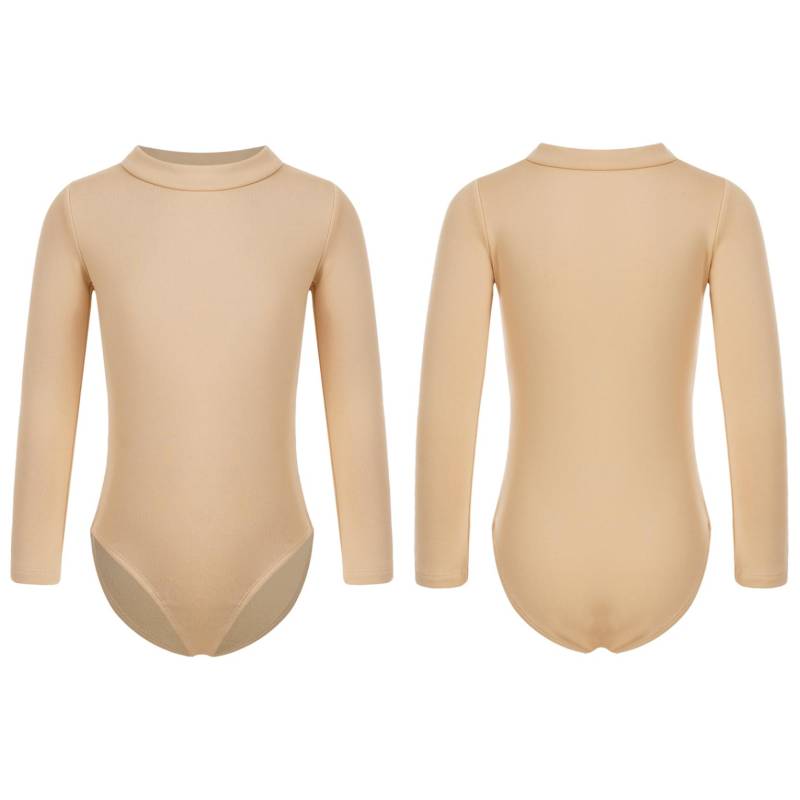 Nude Kinder Mädchen Fleece Langarm Trikot Einfarbig Body Gymnastik Ballett Tanz Training Kostüm 10-11 Years nude von Joom DACH