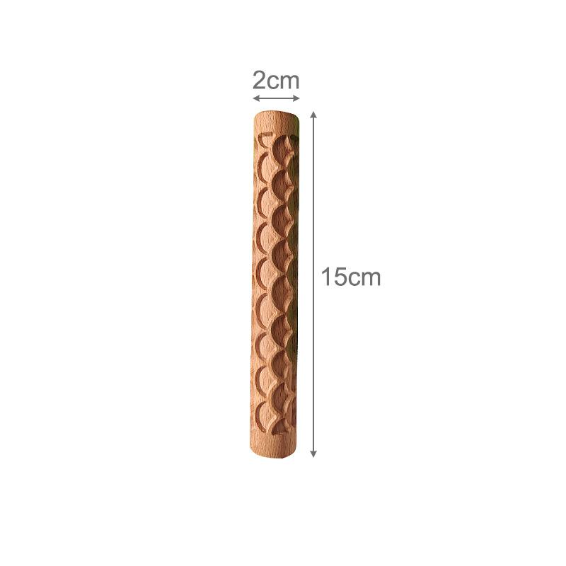 Nudelholz mit Prägung aus Holz, Stern, Schneeflocke, Blätterdruck, Nudelholz, Kekse, Gummiteig, Backformen, Küchen-Backwerkzeuge 15x2cm von Joom DACH