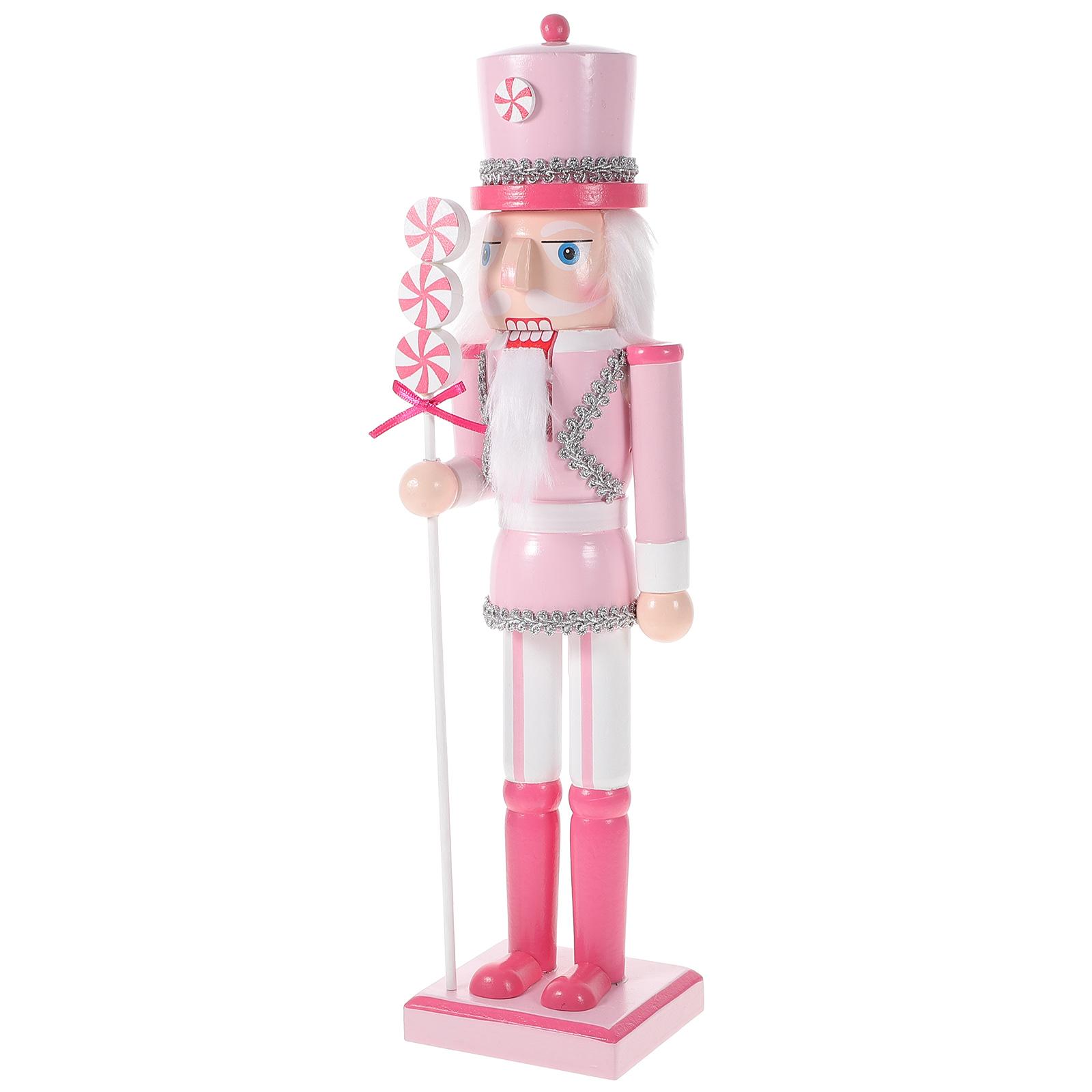 Nussknacker Soldat Weihnachten Desktop Nussknacker Figuren Rosa Süßigkeiten Spielzeug Dekorationen Weihnachten Holzhandwerk Mädchen Kind Kranz von Joom DACH
