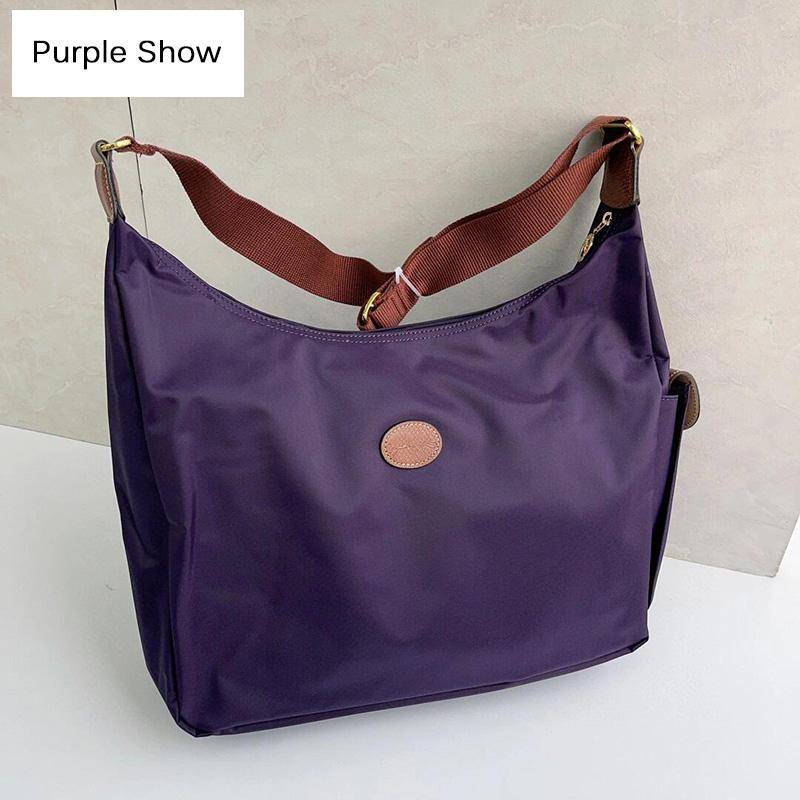 Nylon Damen Handtaschen Designer Umhängetasche mit Logo Luxusmarke Hobo Tote Bag Große Kapazität Damen Messenger Bags violett von Joom DACH