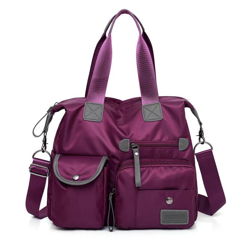 Nylon Handtasche Frauen Große Kapazität Schulter Tasche Wasserdichte Messenger Taschen Casual Lady Umhängetasche Multifunktions Shopping Totes 34x30x13cm violett von Joom DACH